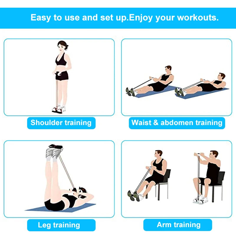 Foot Pedal Resistance Band Trainer – Full Body Home Workout for Waist, Legs & Arms