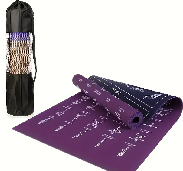 Yoga Mat with Poses for Beginners | Non-Slip Exercise Mat for Home Workouts, Stretching & Flexibility Training