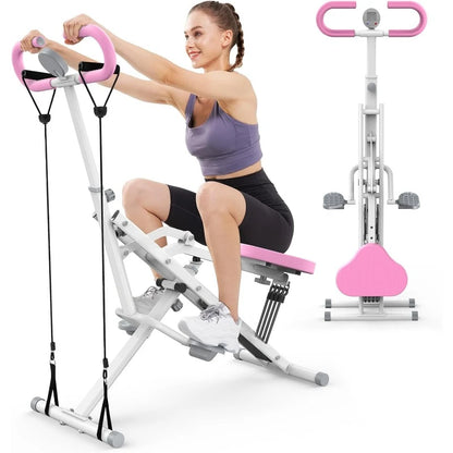 Squat Workout Machine – Adjustable 4 Resistance Bands, Ride & Rowing Machine for Booty