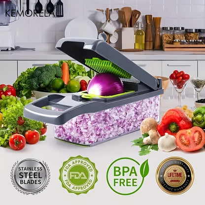 Vegetable Cutter with Safety Holder – Chop, Slice, Dice & Grate Easily