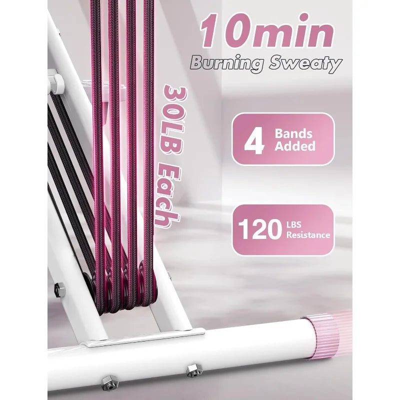 Squat Workout Machine – Adjustable 4 Resistance Bands, Ride & Rowing Machine for Booty