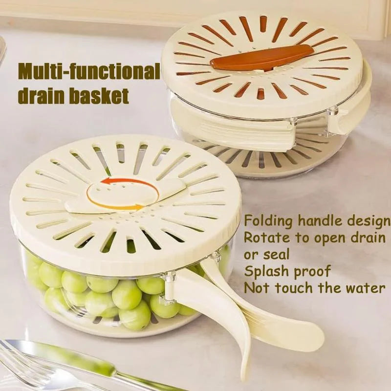 Multifunctional Colander Bowl with Lid & Handle – Wash & Store Fruits & Veggies
