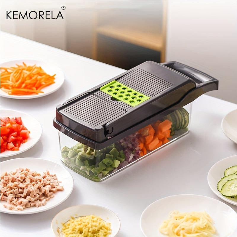 Vegetable Cutter with Safety Holder – Chop, Slice, Dice & Grate Easily