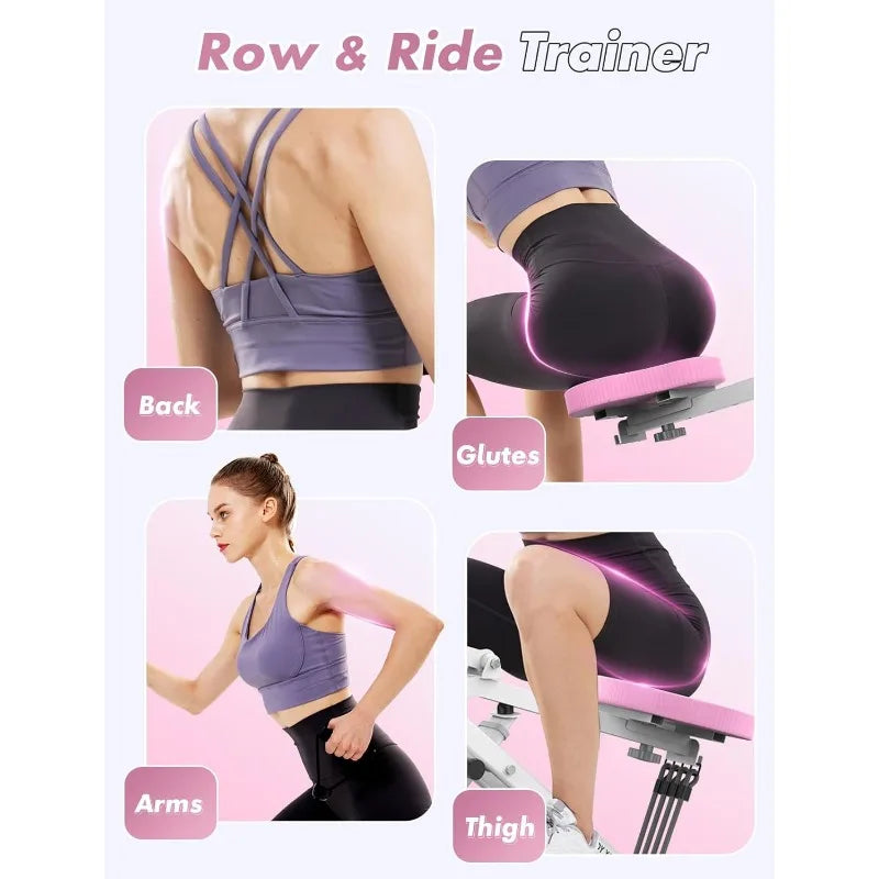Squat Workout Machine – Adjustable 4 Resistance Bands, Ride & Rowing Machine for Booty