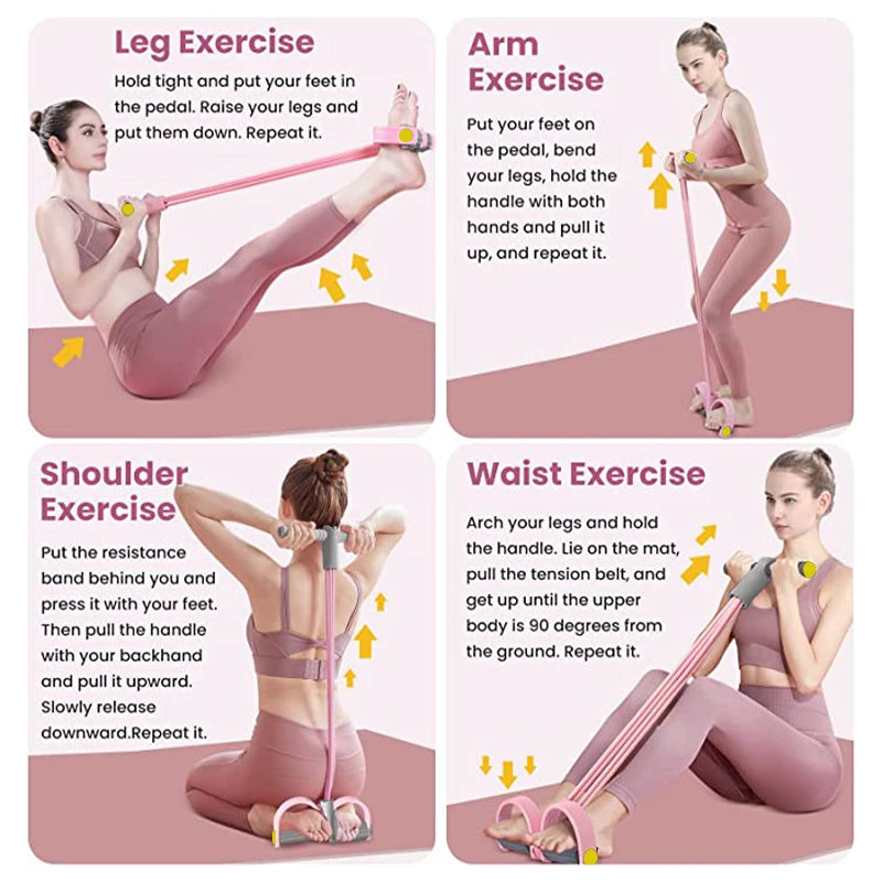 Foot Pedal Resistance Band Trainer – Full Body Home Workout for Waist, Legs & Arms