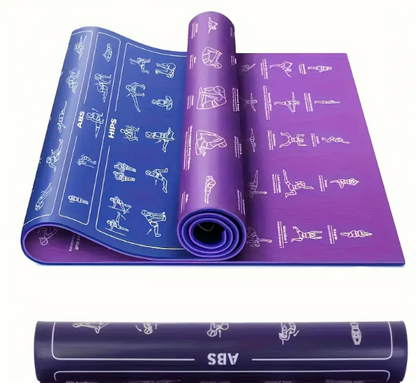 Extra Thick Non-Slip Yoga Mat with Poses | Illustrated Asana Guide for Beginners | Eco-Friendly, Cushioned Fitness & Meditation Mat
