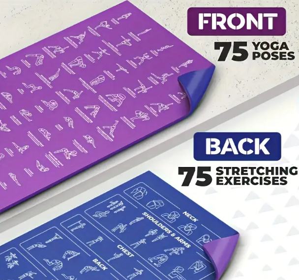 Extra Thick Non-Slip Yoga Mat with Poses | Illustrated Asana Guide for Beginners | Eco-Friendly, Cushioned Fitness & Meditation Mat