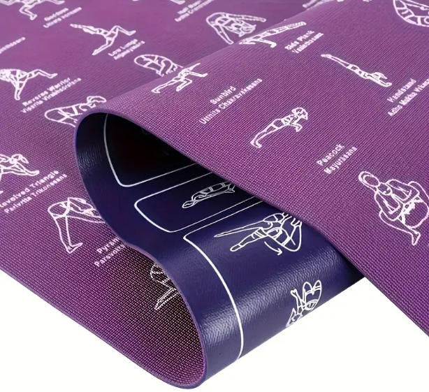 Extra Thick Non-Slip Yoga Mat with Poses | Illustrated Asana Guide for Beginners | Eco-Friendly, Cushioned Fitness & Meditation Mat
