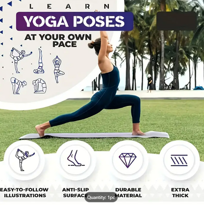 Extra Thick Non-Slip Yoga Mat with Poses | Illustrated Asana Guide for Beginners | Eco-Friendly, Cushioned Fitness & Meditation Mat