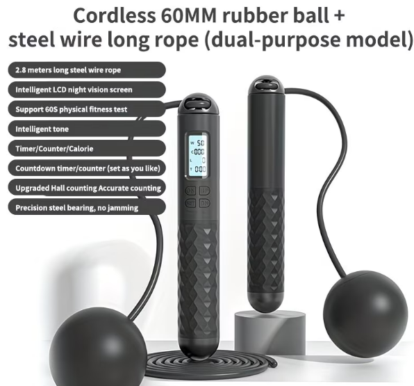 Cordless Jump Rope with Counter – Burn Fat at Home, No Space Needed, Smart Calorie Tracker