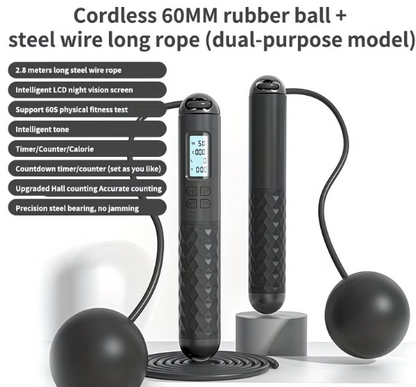 Cordless Jump Rope with Counter – Burn Fat at Home, No Space Needed, Smart Calorie Tracker