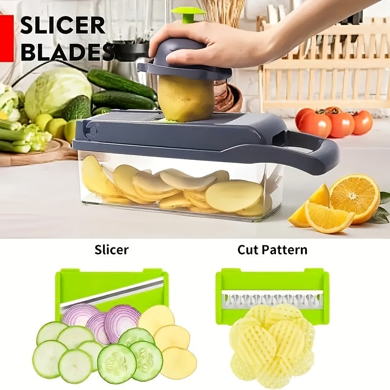 Vegetable Cutter with Safety Holder – Chop, Slice, Dice & Grate Easily